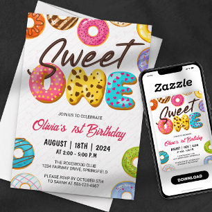 Süße Eins Donut 1. Geburtstag Einladung