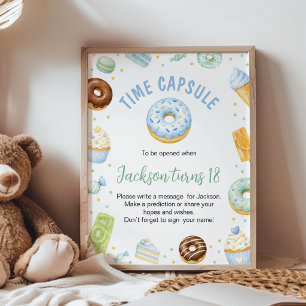 Süße-Eins-Donut-Geburtstagsfeier-Zeitkapsel-Schild Poster