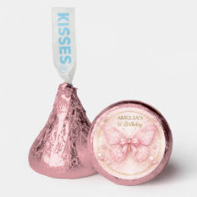 Süße Eins Geburtstagsmädchen mit rosa Schmetterlin