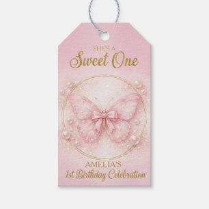 Süße Eins Pinker Schmetterling 1. Geburtstags Mädc Geschenkanhänger