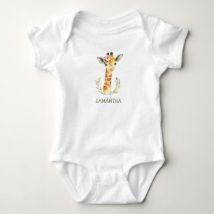 Süße einzigartige Giraffe Boho und Grünzeug Mädche Baby Strampler