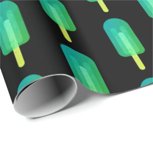 Süße Eis-am-Stiel-Muster Grün/Türkis Ombre Geschenkpapier