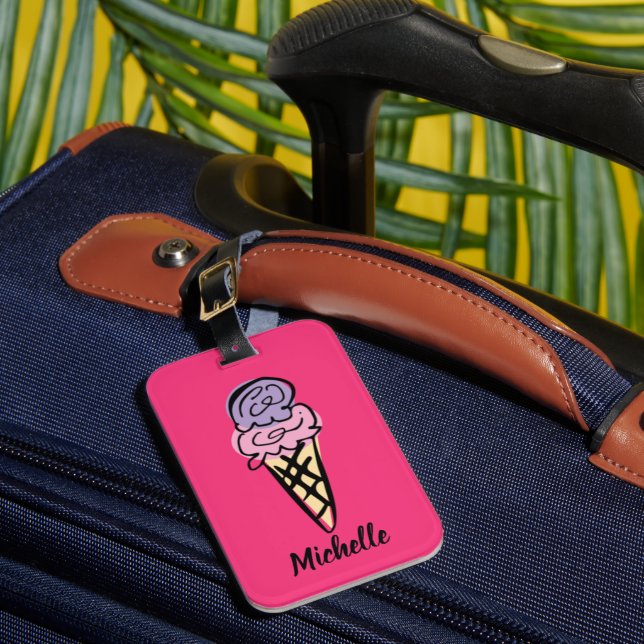 Süße Eis-Doodle-Personalisierung für Reise Gepäckanhänger (Vorderseite Insitu 1)