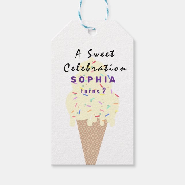 Süße Eis-Geburtstags-  Geschenkanhänger (Vorderseite)