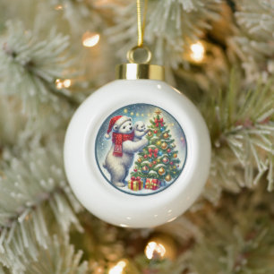 Süße Eisbären Ferien Keramik Kugel-Ornament