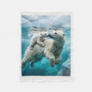 Süße Eisbärenfamilie in arktischer Schneefleece-De Fleecedecke