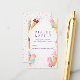 Süße Eiscreme-Baby-Shower-Windel-Raffel Begleitkarte