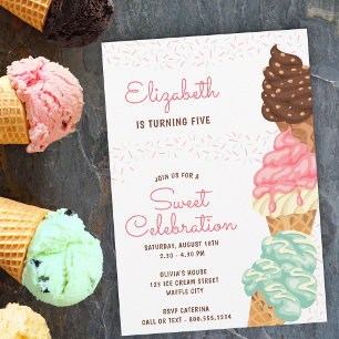 Süße Eiscreme-Geburtstagsfeier Einladung
