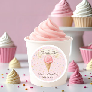 Süße Eiscreme-Party-Danke-Aufkleber Rosa Runder Aufkleber