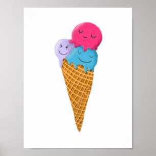 Süße Eiscreme-Tüte-Nursery-Zimmer-Kunst Poster