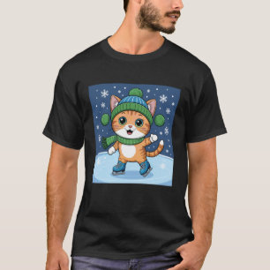 Süße Eislauf-Katze Winter Sport Tier Lustig Ch T-Shirt