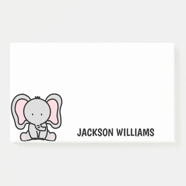 Süße Elefant Personalisierte Name Post-it Notizen (Vorderseite)