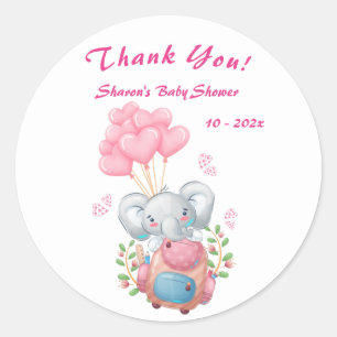Süße Elefanten-Baby-Shower-Dankeschön-Aufkleber Runder Aufkleber