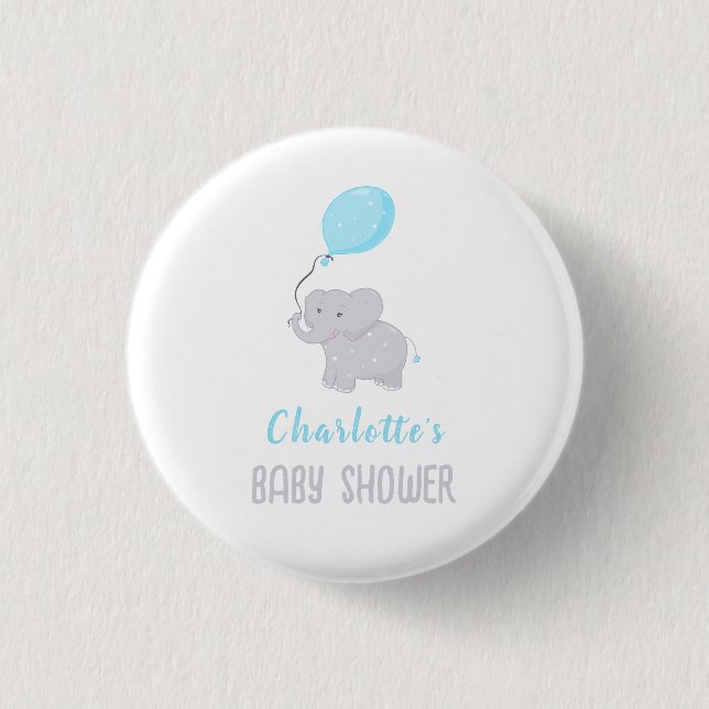 Süße Elefanten-Baby-Shower-Junge Button (Vorderseite)