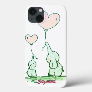 Süße Elefanten mit Luftballons - Personalisiert Case-Mate iPhone Hülle