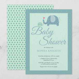 Süße Elefanten mit Punkten Baby Shower / Sprinkle Einladung