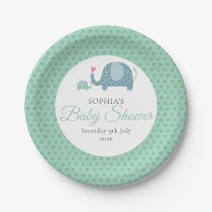 Süße Elefanten mit Punkten Baby Shower / Sprinkle Pappteller