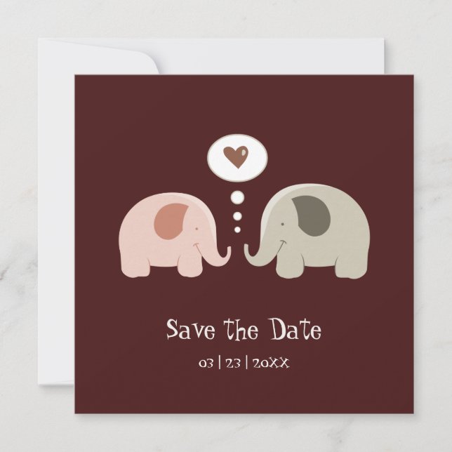 Süße Elefanten - Save the Date Einladung (Vorderseite)