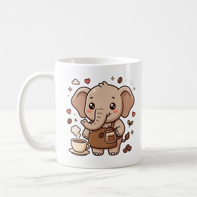 Süße Elefantencafe-Schürze Tasse (Links)