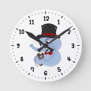 Süße Elefantenjungen-Cartoon-Rundclock Runde Wanduhr