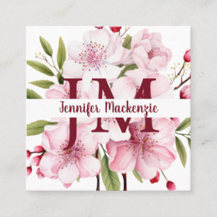 Süße elegante Kirschblüten Blumenmuster Quadratische Visitenkarte