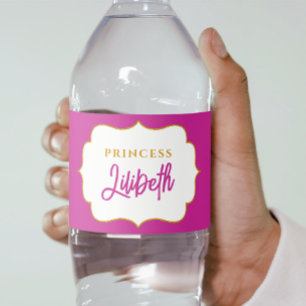 Süße elegante Prinzessin Mädchen Gold Vintage Fee Wasserflaschenetikett