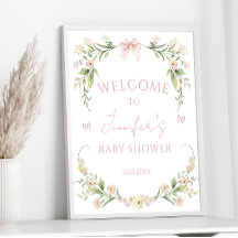 Süße elegante rosa florale Babygirl-Shower-Einladu