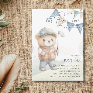 Süße elegante Teddy-Golf-Let's-Par-Tee-Baby-Party Einladung