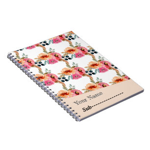 Süße elegante Wasserfarbe rosa Rosenblüten Notizblock