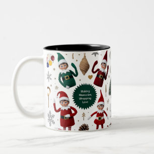 Süße Elfenpuppen - kreative Weihnachtscollage  Zweifarbige Tasse