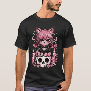 Süße Emo-Katze Fledermaus Pastell Goth Gotic Mädch T-Shirt
