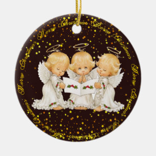 Süße Engel beim Weihnachtssingen Premium-Keramiksc Keramik Ornament