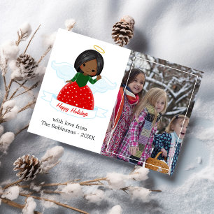 Süße Engel Familie Frohe Feiertage Foto Feiertagskarte