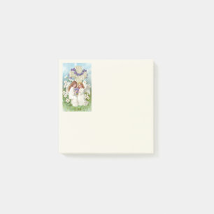 Süße Engel mit Kreuz und Blumen Post-it Klebezettel