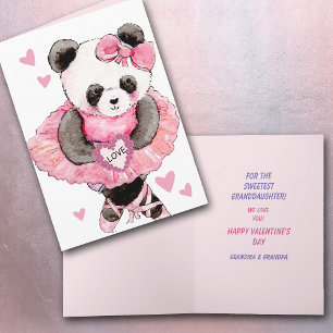 Süße Enkelin Tanzender Panda-Bär Valentinstag Feiertagskarte