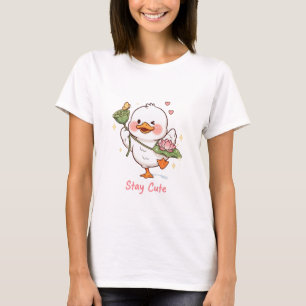 Süße Ente Bleib süß Kawaii Lotosblume Cartoon De T-Shirt