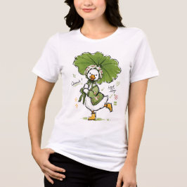 Süße Ente mit Blattregenschirm und Blumenhaube Tri-Blend Shirt