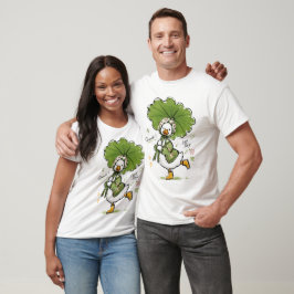 Süße Ente mit Blattregenschirm und floraler Haube T-Shirt