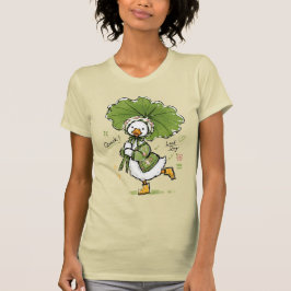 Süße Ente mit Blattregenschirm und floraler Haube T-Shirt