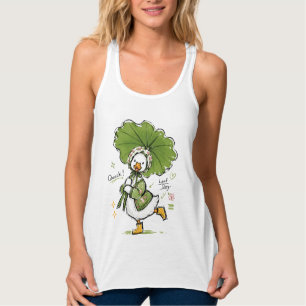 Süße Ente mit Blattregenschirm und floraler Haube Tank Top