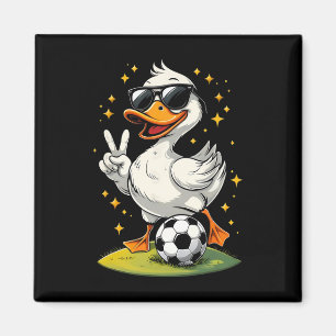 Süße Ente mit Sonnenbrille Ente spielt Fußball Män Magnet