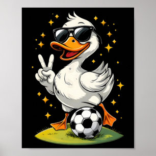 Süße Ente mit Sonnenbrille Ente spielt Fußball Män Poster