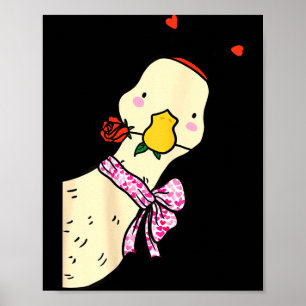 Süße Ente Rose Herz Schleife Valentinstag Niedlich Poster