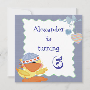 Süße Ente und Liebesherzen 6. Geburtstag Einladung