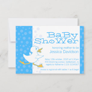 Süße Enten-Baby-Party Aqua-Blau-Einladung Einladung