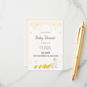 Süße Enten-Baby-Shower-Einladung Begleitkarte