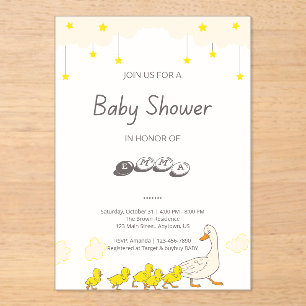Süße Enten-Baby-Shower-Illustration im minimalisti Acryleinladungen