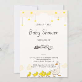 Süße Enten-Babyshower-Illustration im minimalistis Einladung