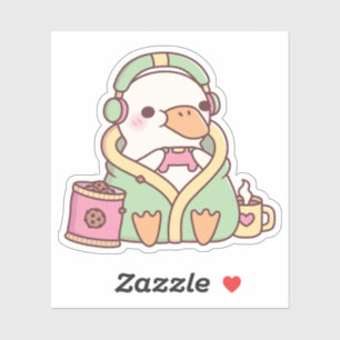 Süße Enten-Cozy-Gamerin Aufkleber