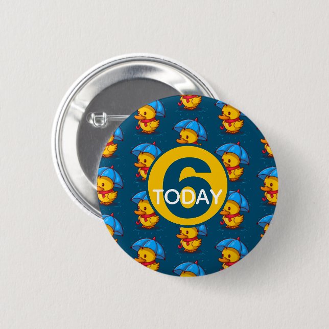Süße Enten unter Regenschirmen Kindergeburtstag Al Button (Vorne & Hinten)